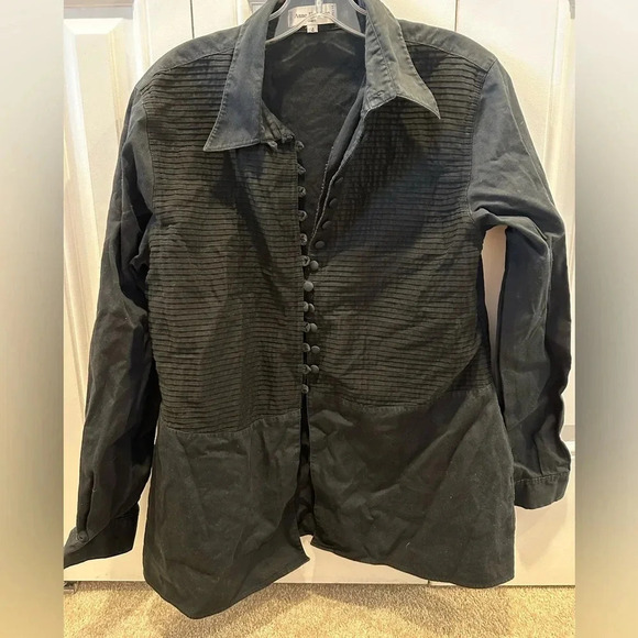 Anne Fontaine Paris Black Cotton button down size 4 - Picture 1 of 3